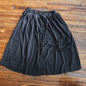 vintage black button up midi skirt